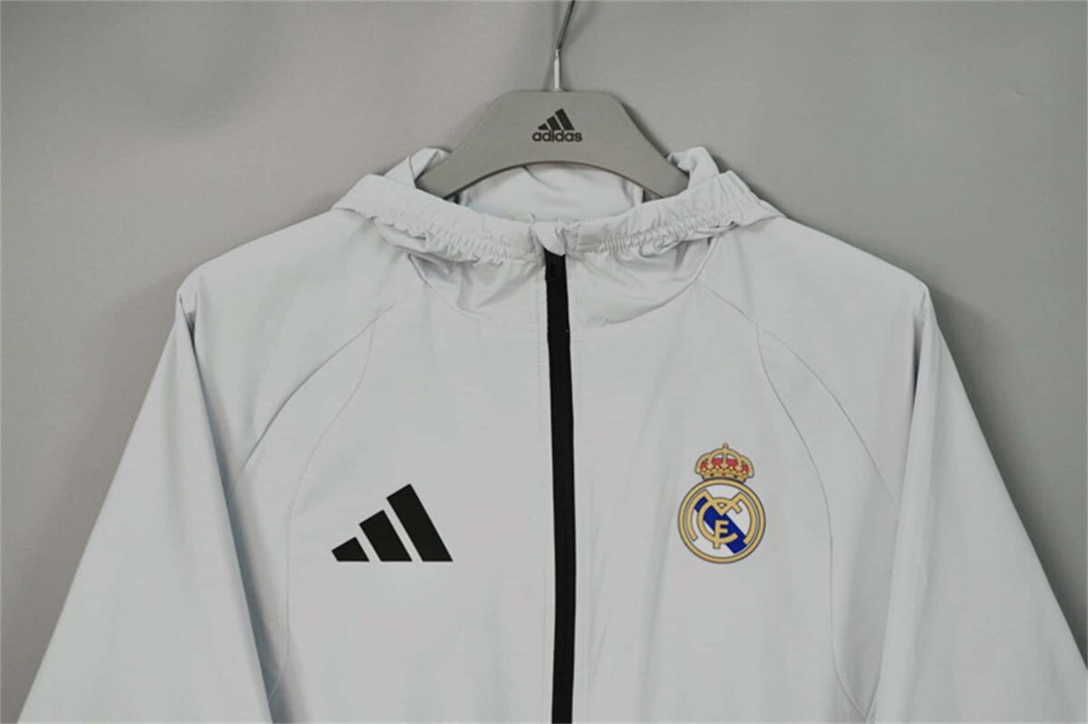 Real Madrid 2026-27 Light Grey Hoodie Windbreaker - Image 3