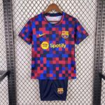 Barcelona 2026-27 Blue-Red Checkered Pre-Match Kids Kit