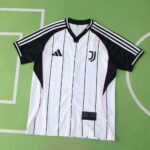 Juventus 2025-26 White Black Pinstripe Baseball Jersey