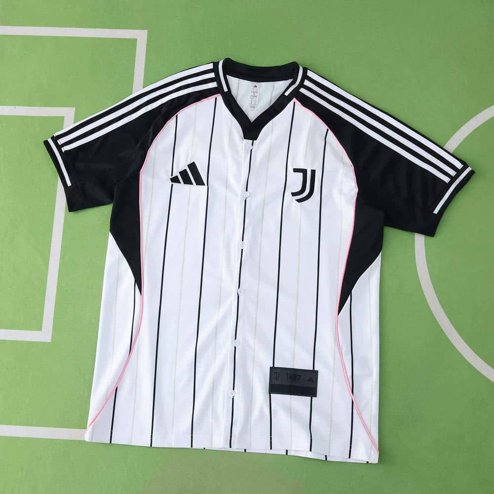 01-200.jpg Juventus 2025-26 White Black Pinstripe Baseball Jersey - Image 1