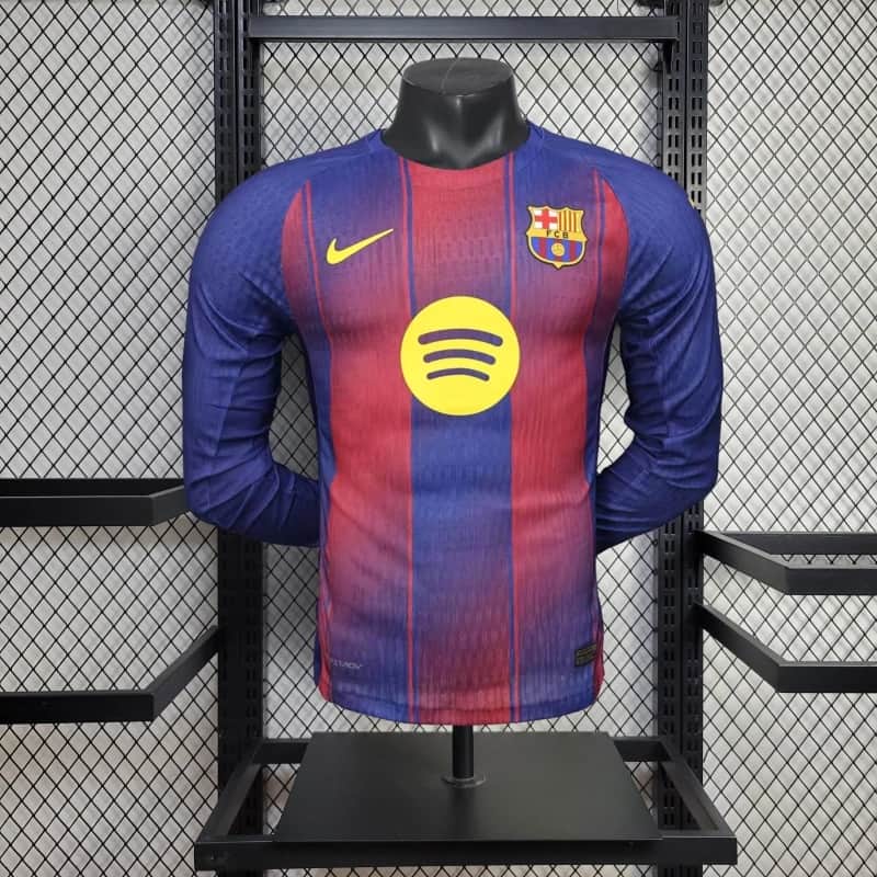01-2318.jpg Barcelona 2025-26 Home Long Sleeve Jersey Player Version - Image 1