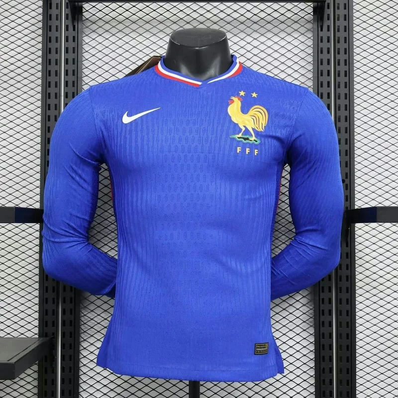 01-343.webp France 2024 Home Long Sleeve Jersey Player Version - Image 1