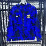 Barcelona 2025-26 Blue Hooded Padded Windbreaker