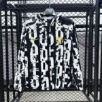 Barcelona 2025-26 Black-White Graffiti Hooded Padded Windbreaker