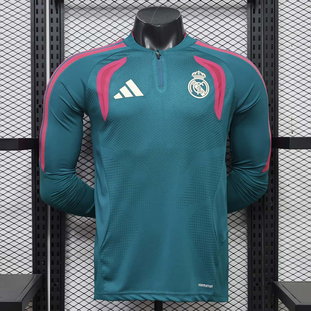 01-8026.jpg Real Madrid 2026-27 Green Track Long Sleeve Jersey Player Version - Image 1