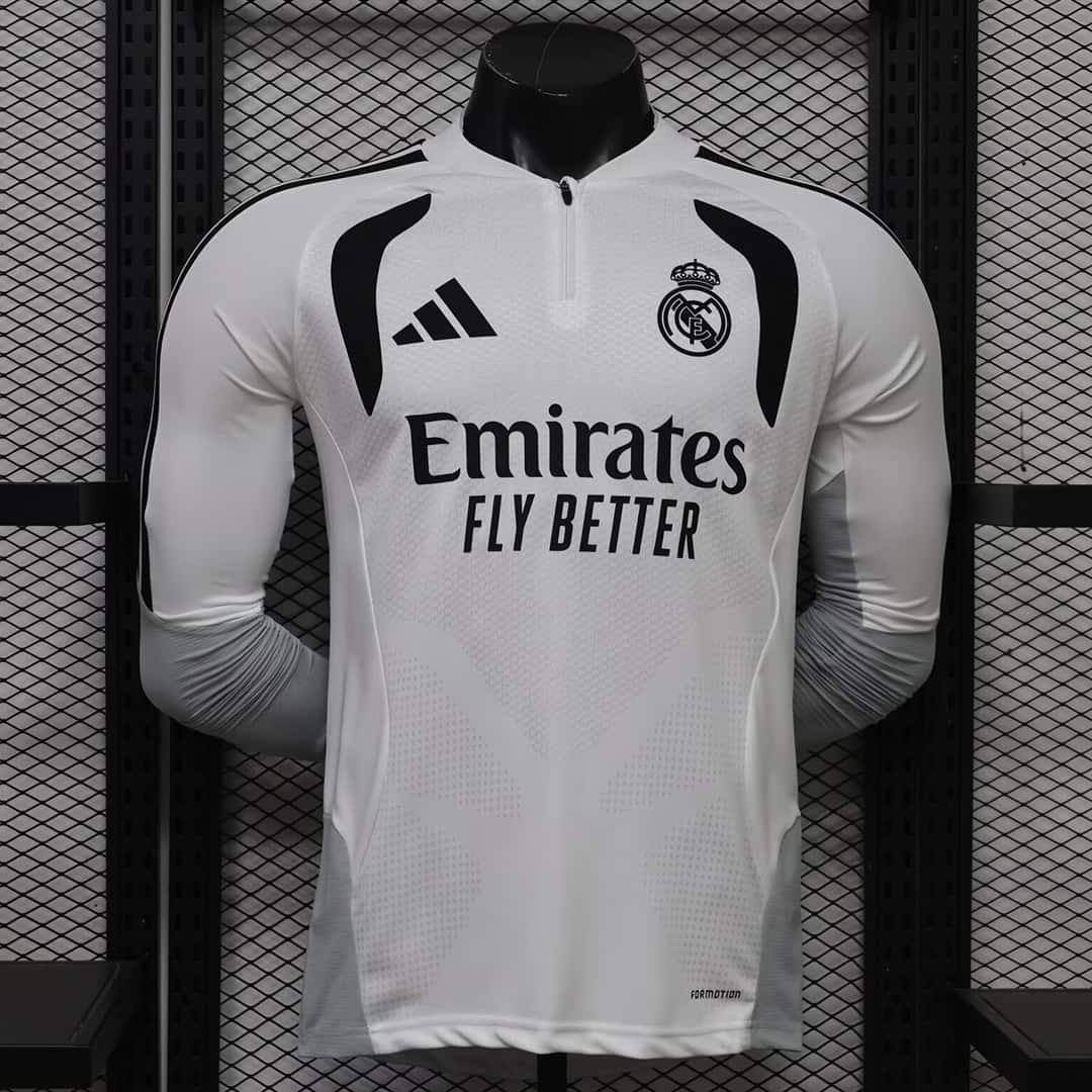 01-8029.jpg Real Madrid 2026-27 White-Black Track Long Sleeve Jersey Player Version - Image 1
