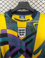 England 1996 Yellow Goalkeeper Retro Long Sleeve Jersey - Image 3